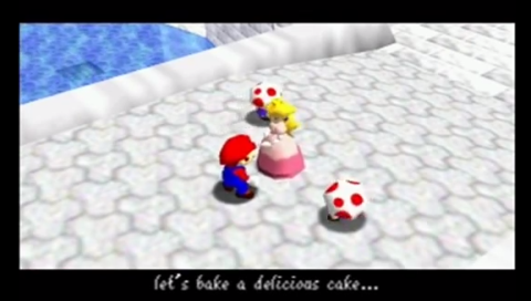 Prinsessen skal bake en kake til Mario som gave for heltedåden