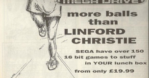Linford Christie, en tidligere britisk OL-vinner får ballen sine blandet inn i en Mega Drive.